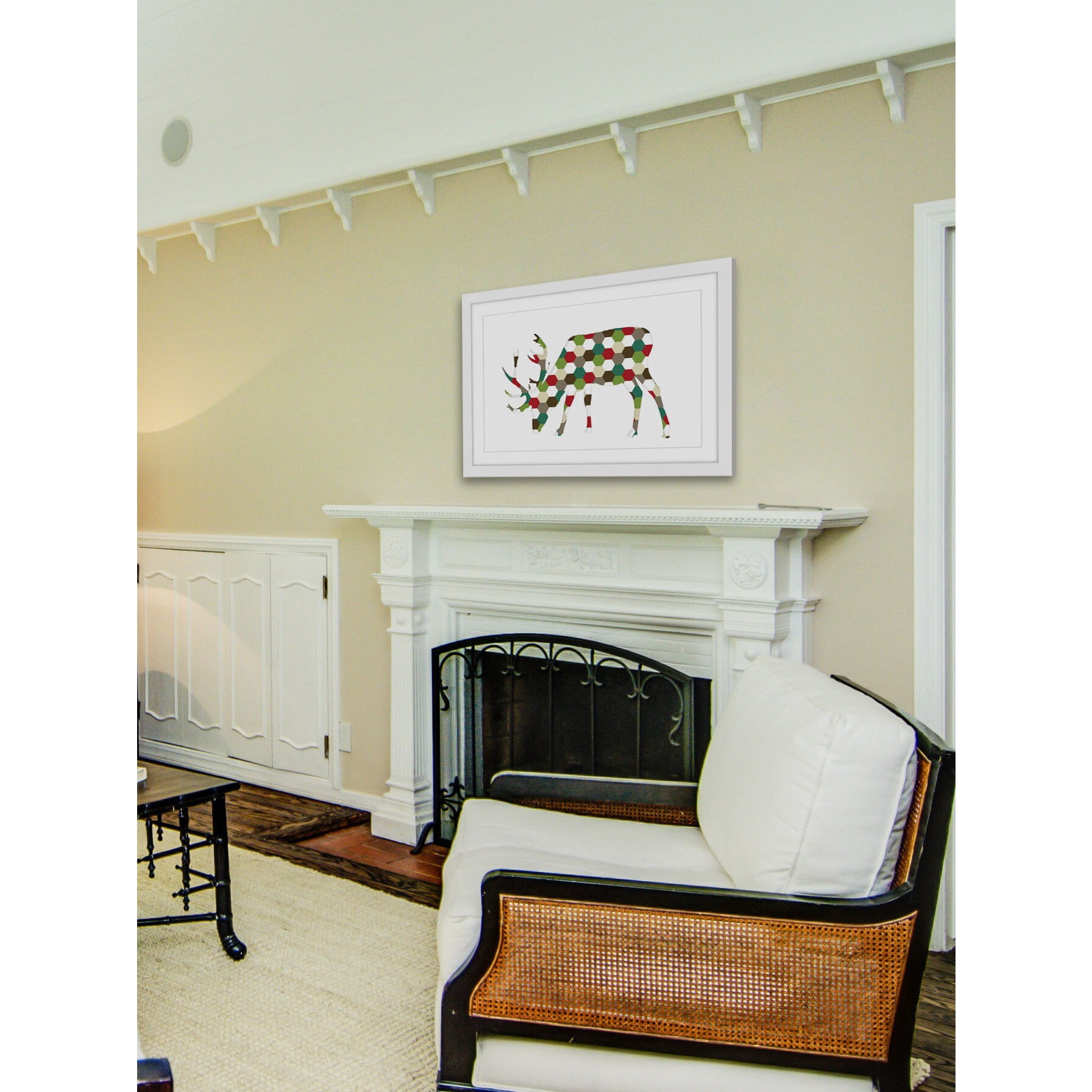MARMONT HILL  - 'Christmas Deer' by Diana Alcala Framed Painting Print - Multi 45 x 30