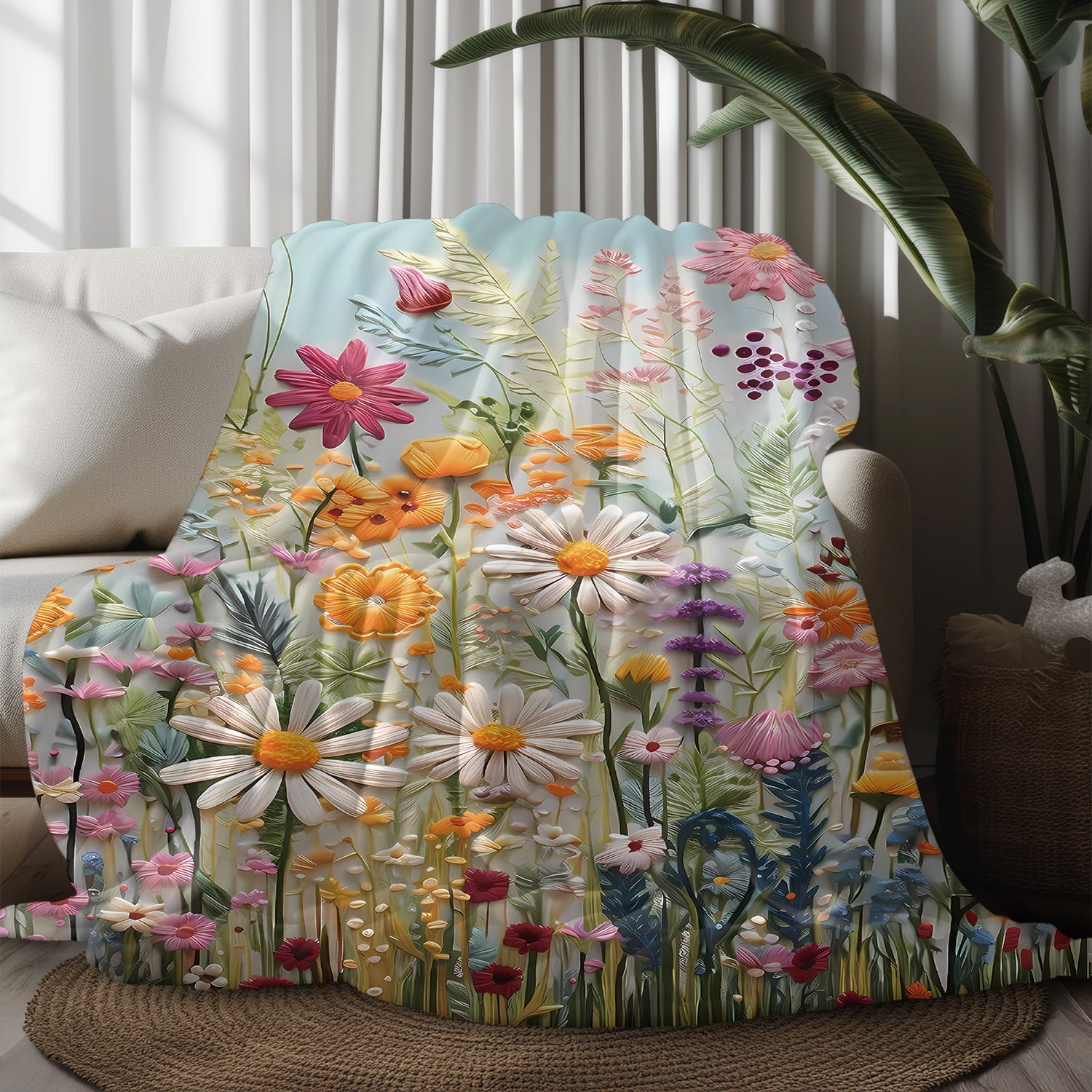 Fleece Blanket for Bed & Sofa - Soft Printed Throw Blanket, Fuzzy Blankets & Throws 50x60 Inches