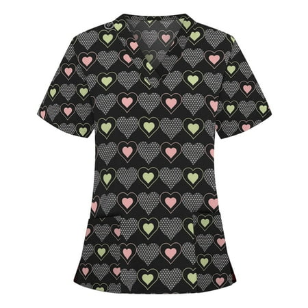 

Funicet Black and Friday Deals Plus Size Tops for Women Scrub Tops Working Uniform Short Sleeve V-neck Nursing Uniform Floral Blouse with Two Pockets