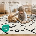 thumbnail image 4 of ODIKA 2'x3' Ivory Abstract Geometric Symbols Modern Washable Accent Rug Contemporary Minimalist Scattered Motifs Bold for Bedroom, Nursery, RV, Pet Friendly, Bedside Mat, 4 of 7