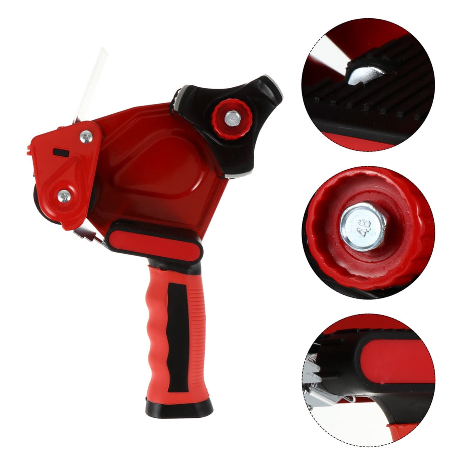 Tape Packaging Tool for Cartons Heavy Duty Red Silicone Handle Sealing Dispenser Easy Sealing Tape Cutter for Cardboard Boxes