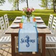 thumbnail image 4 of Table Runners 120 Inches Long Dress Scarves, Navy Blue Seahorse Farmhouse Coffee/Dining/Kitchen Table Runner for Living Room, Summer Coastal Bubbles Ocean Waves 13x120 Inch, 4 of 9