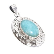 Natural Large Oval Green Amazonite Stone 925 Sterling Silver Design Pendant Gift Jewelry for Her