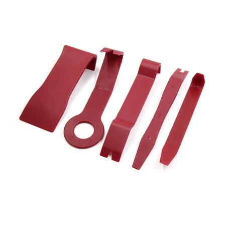 Door Skin Installer - 5 in 1 Red Car Door Clip Audio GPS Dashboard Installer Pry Tool Dismantle Kit