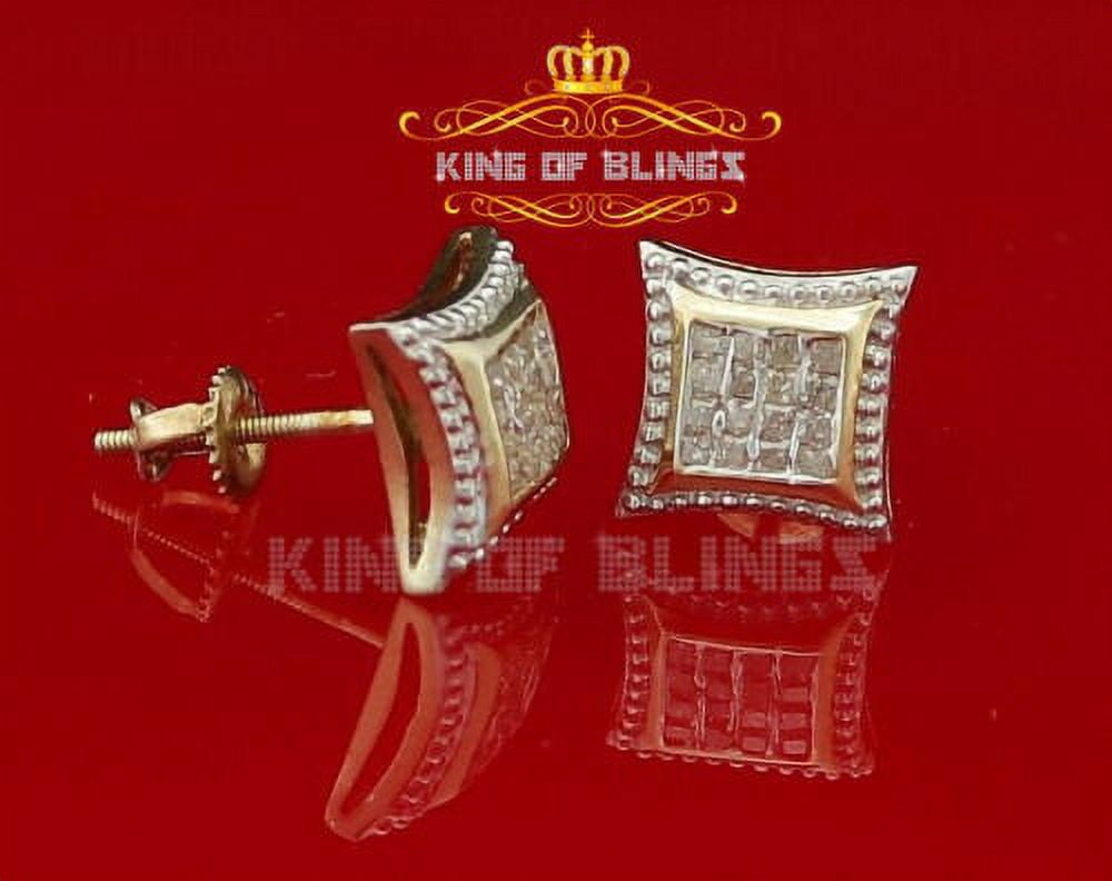 King of Bling's Aretes Para Hombre 925 Yellow Silver 0.25ct Diamond Men's Stud Kite Earrings
