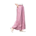 thumbnail image 4 of Lumtrix Wide Leg Linen Pants for Woman High Waisted Flowy Comfy Palazzo Pants Embroidery Graphic Work Trousers Pink L, 4 of 6