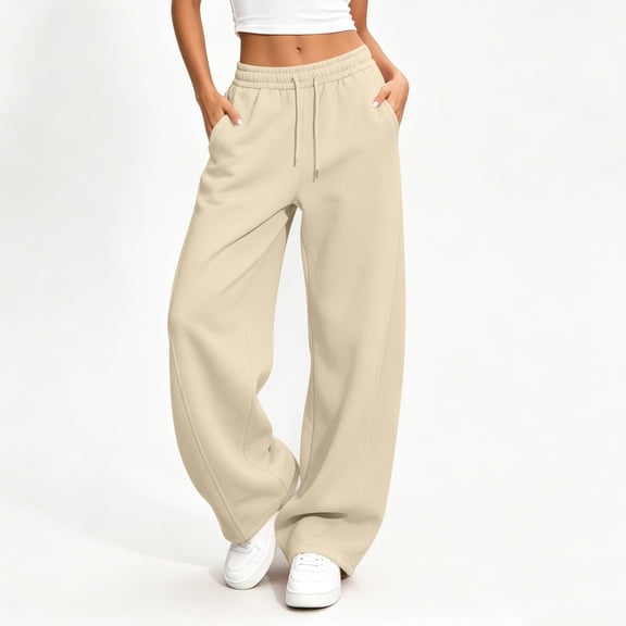 Gym Sweatpants Women Zaewscy Women's Solid Color Elastic High Waist Wide Leg Sports Curved Knife Sweatpants With Casual Loose Jogging Pants With Pockets Sports Pants