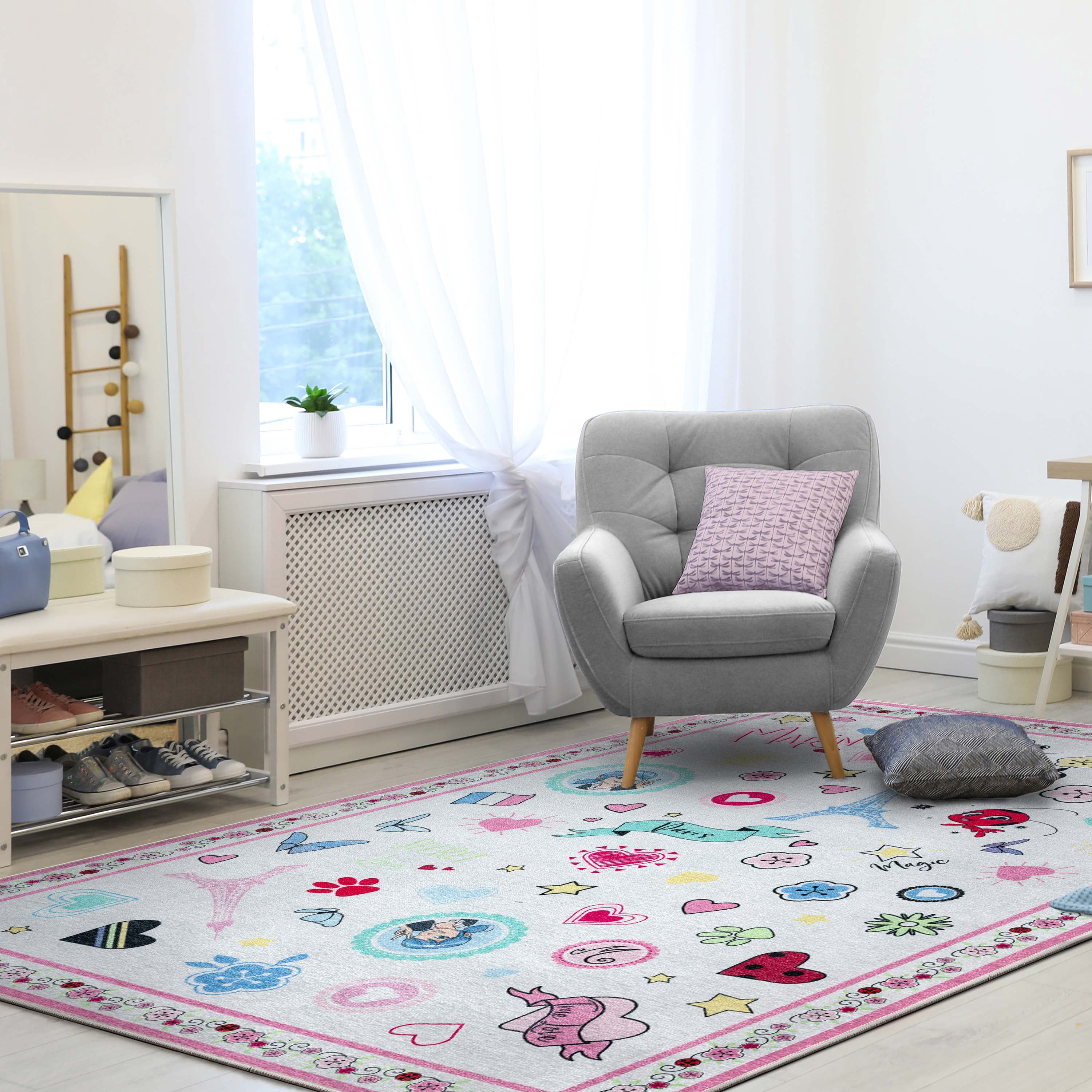 Well Woven Miraculous Ladybug Rose Border Multi 6' x 9' Area Rug