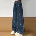 thumbnail image 7 of CAUYDY Jeans for Girls Baggy High Waist Wide Leg Denim Pants Cute Star Print Y2k Kids Trousers with Pockets Sizes 7-9 Years, 7 of 7