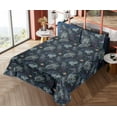 thumbnail image 4 of Ambesonne Boho Forest Fitted & Flat Sheet with Shams 4 Pcs Set, Exotic Leaf Pattern, Full, Charcoal Grey and Plum, 4 of 5