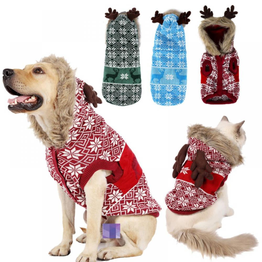 Christmas Small Pet Dog Puppy Hoodie Sweater Warm Cosplay Clothes Costume XS-2XL 