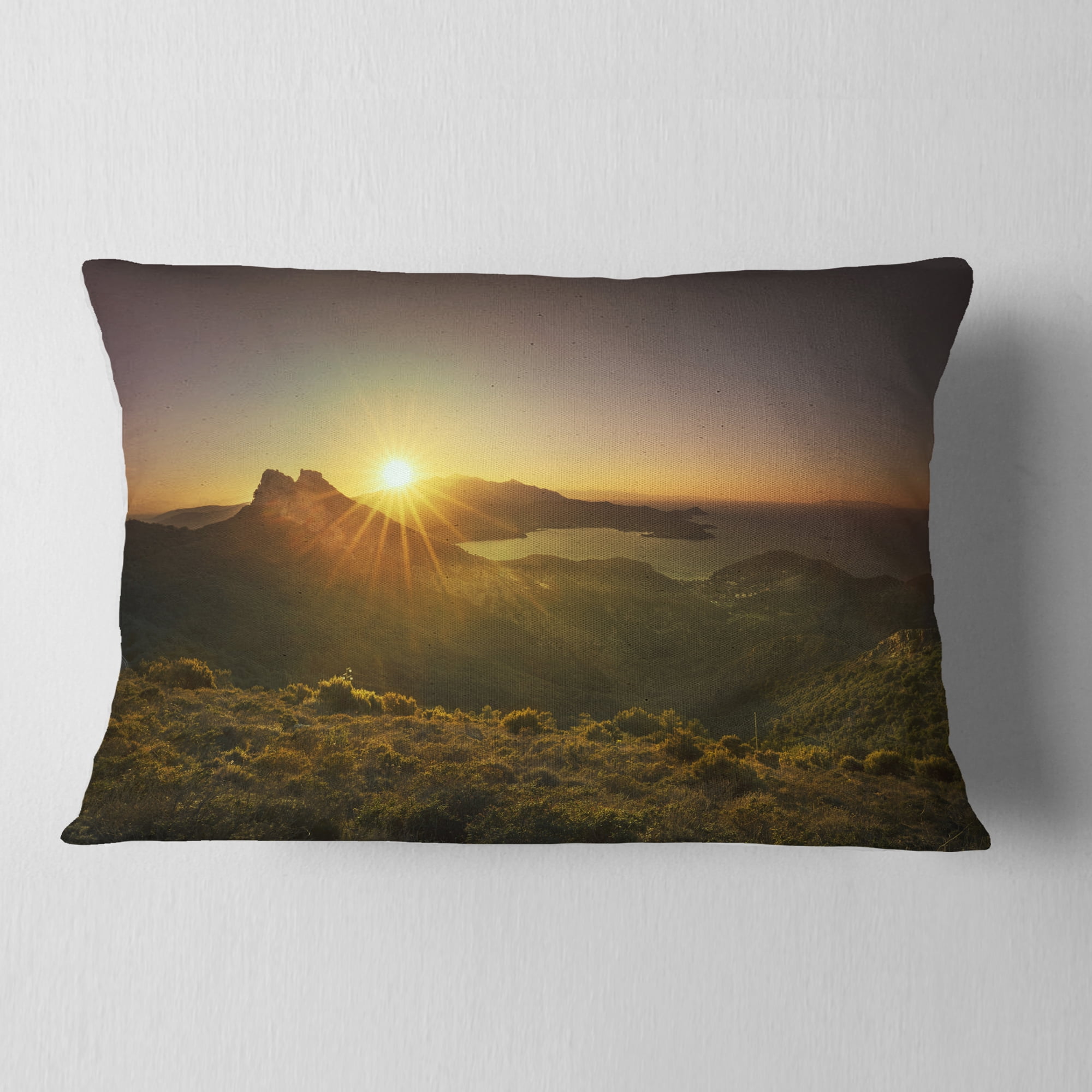 Designart Volterraio and Portoferraio Bay - Landscape Wall Throw Pillow - 12x20