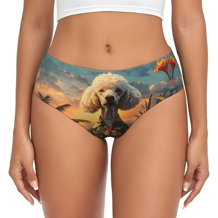 Womens Underwear - Flower Field Poodle No Show Seamless Underwear for Women  Kawaii Soft Stretch Women s Panties  Hipster Ladies Panties Bikini Underwear Briefs