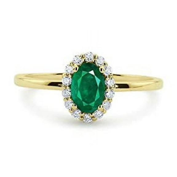 HeartsAndYou 1.3ct Natural Green Emerald & Diamond Halo Ring 100% REAL 14k SOLID Yellow Gold