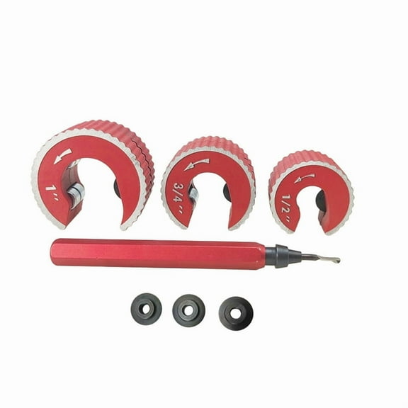 Copper Tubing Cutter Set Copper Pipe Cutter Tool,Include 3pcs 1/2-1in.Cutters,1pc Trimming Knife,3 Spare Cutting Wheel A,3 * 1/2in-1in Cutters 1 * Trimming knife 3 * Spare Cutting Wheel,Red