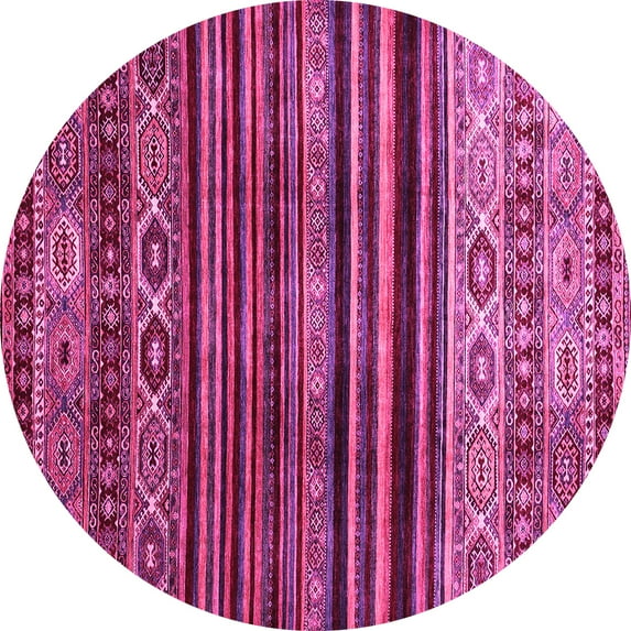 Ahgly Company Indoor Round Abstract Pink Contemporary Area Rugs, 7' Round