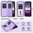 thumbnail image 4 of Quilted Wallet Phone Case with Strap & Stand for iPhone 16 Plus Zippered Card Holder Purple, 4 of 6