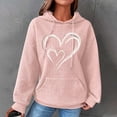 thumbnail image 4 of Graphic Hoodies for Women Fashion Waffle Heart Print Crewneck Sweatshirts Long Sleeve Fall Loose Casual Tops with Pocket(Pink L), 4 of 4