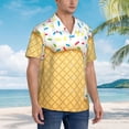 thumbnail image 3 of Pofeuu White Ice Cream Print Hawaiian Shirt for Men Sleeves Casual Button Down Summer Beach Dress Shirts T-Shirts,XX-Large, 3 of 7