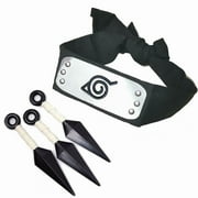 Naruto Konoha Leaf Village Shinobi Headband with Naruto Ninja Props Kunai Plasti
