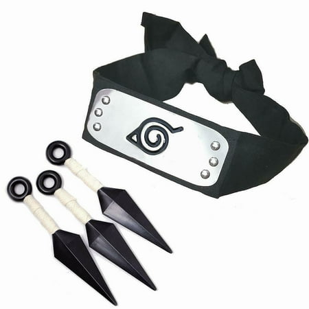Naruto Konoha Leaf Village Shinobi Headband with Naruto Ninja Props Kunai Plasti
