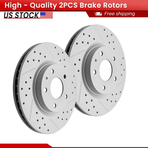 ACB ZONE Front Brake Rotors Set for 2019 - 2025 Mazda 3 2020 - 2022 CX-30, Drilled & Slotted Disc Rotors Kit (982611)