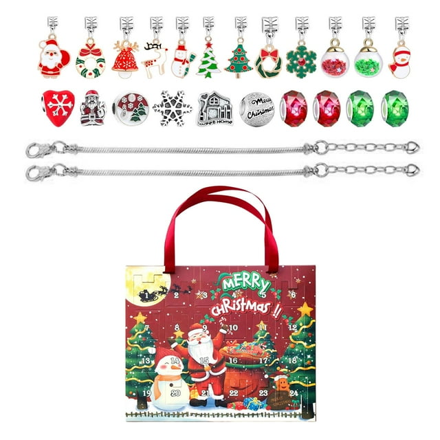 Calendario de 24 cuadrículas, caja de pulsera DIY navideña, 24 días, brazalete de moda artesanal Estilo B mayimx Pulsera Calendario de Adviento