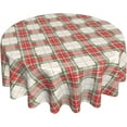 thumbnail image 3 of Christmas Checkered Tablecloth Round, 60 Inch Winter Xmas Red Green Tartan Buffalo Plaids Table Cloth Cover, Non-Slip Waterproof for Kitchen Dining Party Holiday Farmhouse Decor, 3 of 5