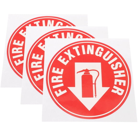 PBPBOX 3 Pack Round Fire Extinguisher Sign Sticker SelfAdhesive Safety Decal for DIY Use