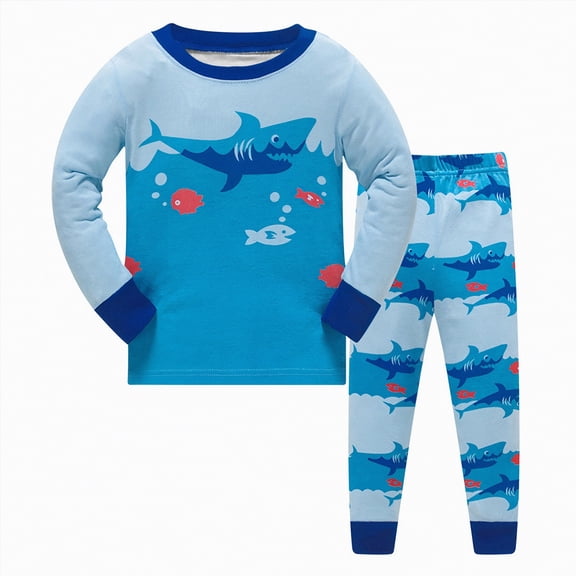 HCNTES Toddler Baby Boy Soft Loungewear Outfits Set Kids All-Weather Clothes Cute long Sleeve Shirt   Pant 2Pcs Baby Boy Pajamas Sleepwear Outfits Set(A01-Sky Blue,8-9 Years)
