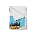 thumbnail image 2 of Landscape Soft Flannel Fleece Throw Blanket, Illustration of Windmillnd Hay Bales Harvest Season, Cozy Plush for Indoor and Outdoor Use, 50" x 60", Pale Brown Earth Yellow, by Ambesonne, 2 of 5