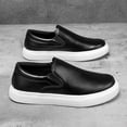thumbnail image 2 of Men's Black Fashion New Slip-On Casual Business Sneakers, Wear-, Slip-, Comfortable for Daily Outdoor Hiking Lightweight Minimalist Style,, 2 of 9
