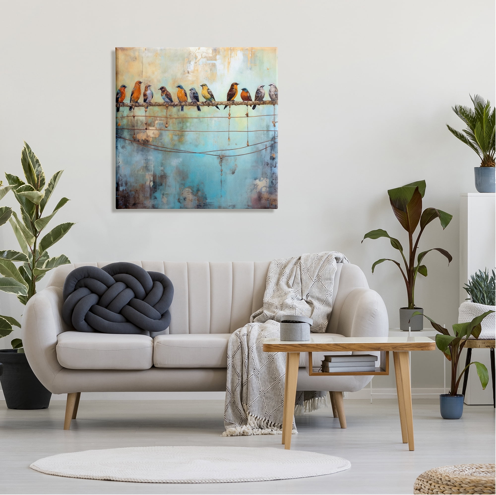 Stupell Industries Abstract Perched Birds Animals & Insects Painting Gallery Wrapped Canvas Art Print Wall Art, 30 x 30