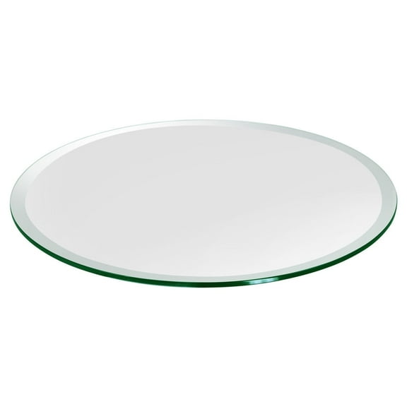 Dulles Glass 44" Round Table Top 1/2" Thick, Beveled Polished Tempered Glass for Indoor Dining or Outdoor Patio, 69 Pounds