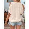 thumbnail image 4 of Women'S Cold Shoulder Eyelet Tops Crew Neck Batwing Sleeve T-Shirts Textured Knit Color L, 4 of 9