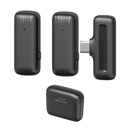 Tomshine J12 Wireless Microphone System with 1 Receiver & 2 Microphones 20M Transmission Built-in Battery with Charging Case Type-C Plug Replacement for Android Phones Live Streaming Interview Vlog