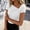 White, variant on Women's Summer Solid Color Asymmetrical Tops Trendy Ribbed Short Sleeve Fitted Tee Shirts Spring Fashion Clothing White XL(XL)