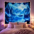 thumbnail image 2 of Misty Mountain Waterfall in a Blue Cave, Mystical Fantasy for Nature Lovers, Landscape Wall Art Housewarming Gift, Tapestry Wall Hanging for Living Room and Bedroom, 2 of 4