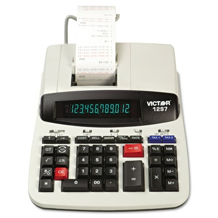 Victor 1297 Two-Color Commercial Printing Calculator, Black/Red Print, 4 Lines/Sec