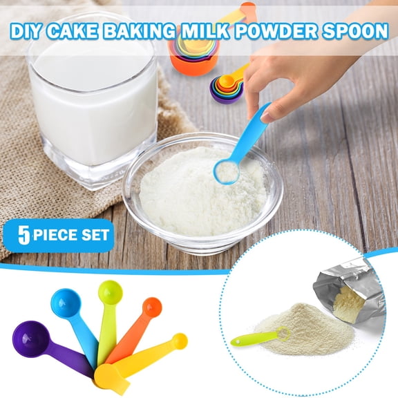 5-in-1 Colorful Plastic Measuring Spoons Set – Tea, Flour, Coffee, Sugar, Spices Kitchen Utensils for Cooking & Baking (Random Color)
