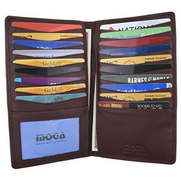Moga Genuine Leather Men's Deluxe Bifold Multi Credit Card Case ID Wallet (Brown)