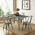 thumbnail image 2 of Modern Contemporary Urban Industrial Distressed Antique Vintage Style Kitchen Room Dining Chair ( Set of 4), Silver, Metal, 2 of 5