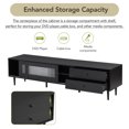 thumbnail image 4 of AESTTY Furniture Chic Elegant Design TV Stand with Sliding Fluted Glass Doors, Slanted Drawers Media Console for TVs Up to 75", Modern TV Cabinet with Ample Storage Space, Black, 4 of 7