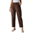 thumbnail image 2 of ClodeEU Women's High Waisted Elastic Waist Tapered Cropped Pants,Casual Trousers with Pockets Coffee,Women's Plus XXXL, 2 of 8