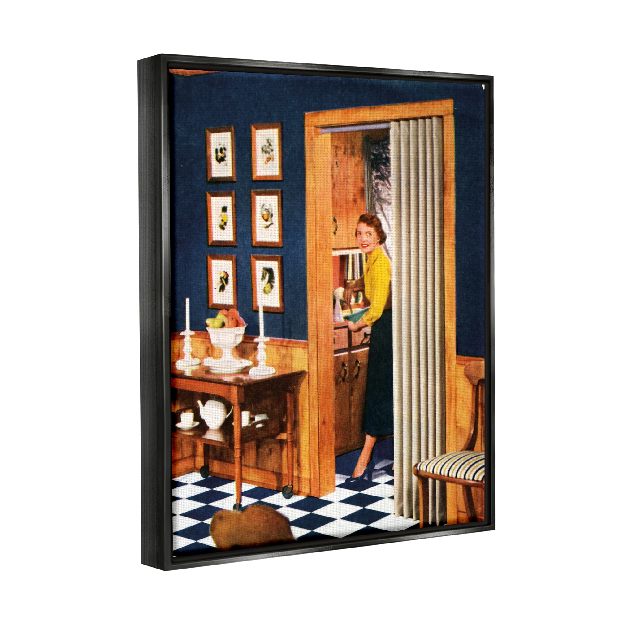 Stupell Industries Vintage Woman Scenery Beauty & Fashion Painting Black Floater Framed Canvas Art Print Wall Art, 25 x 31