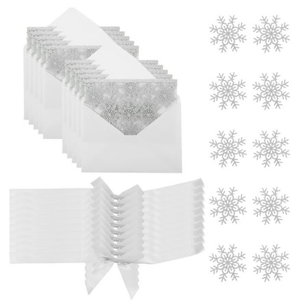 LOLIPPYY 10Sets Plated Silver Glitter Snowflake Invitation Card Sets with Envelopes for Wedding and Holiday Celebrations
