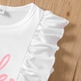 thumbnail image 3 of PatPat 2pcs Kid Girl Summer Letter Print t Ruffled Sleeve T-Shirt Tops and Love Heart Print Shorts Set, 3 of 5