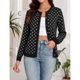 thumbnail image 3 of NAYTOAO Women's Polka Dot Cardigan Sweater, Crew Neck Button Down Long Sleeve Knit Open Front Casual Outerwear for Fall Winter, 3 of 8