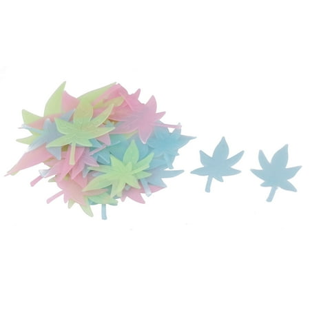 Assorted Leaves - Dormitory Maple Leaf Designed Glowing Sticker Wall Decal Assorted Color 30 in 1