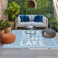 thumbnail image 2 of Blue Outdoor Rug for Patio/Deck/Porch, Non-Slip Large Area Rug 4 x 6 Ft, Mountain Forest Tree Life Is Better at The Lake Indoor Outdoor Rugs Washable Area Rugs, Reversible Camping Rug Carpet Runner, 2 of 8